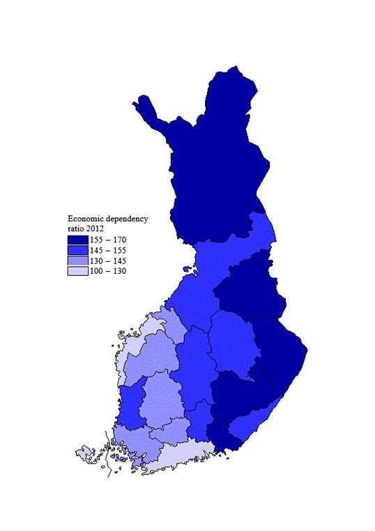 Appendix figure 1. Economic dependency ratio by region in 2012