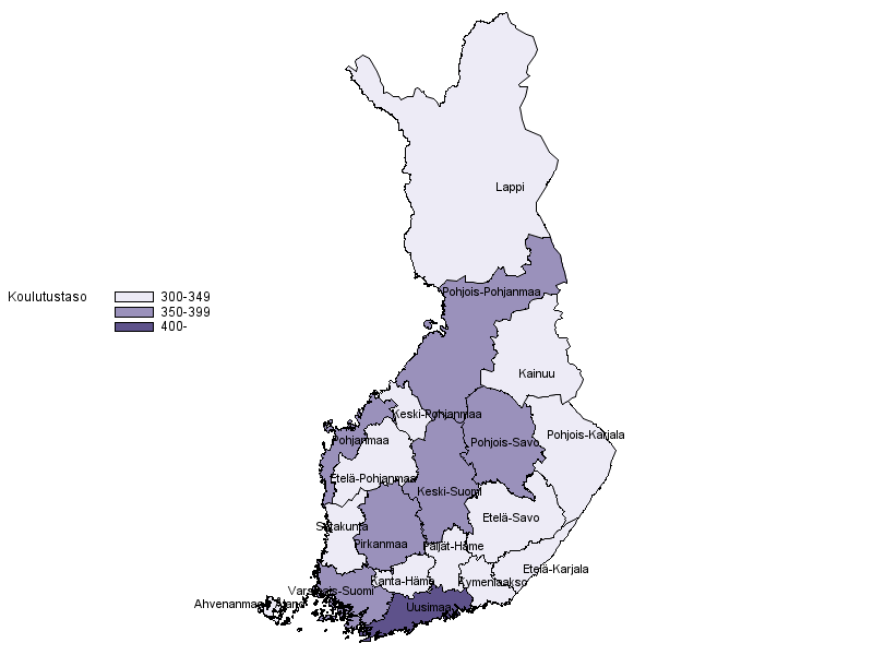 Väestö koulutuspituuteen perustuvan koulutustasomittaimen mukaan 2018