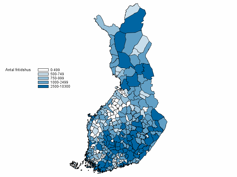 Figur 5. Fritidshus efter kommuner r 2013