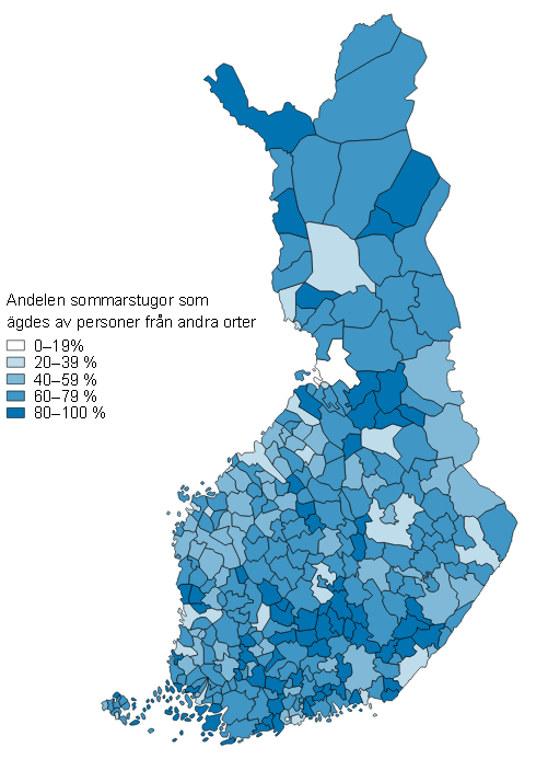 Andelen sommarstugor som gdes av personer frn andra orter 2017