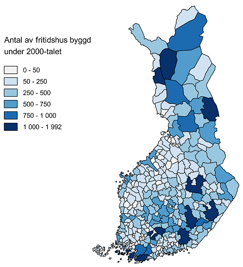 Antal av fritidshus som har byggts i 2000–talet