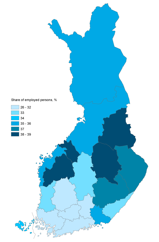 Shares of critical occupations of all employed persons by region of residence in 2018
