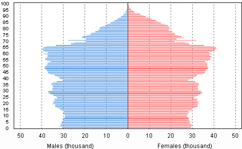 Appendix figure 2. Population by age and gender 2011, actual